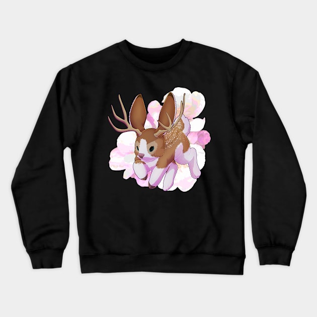 Apple Blossom Jackalope Crewneck Sweatshirt by Minji Fox